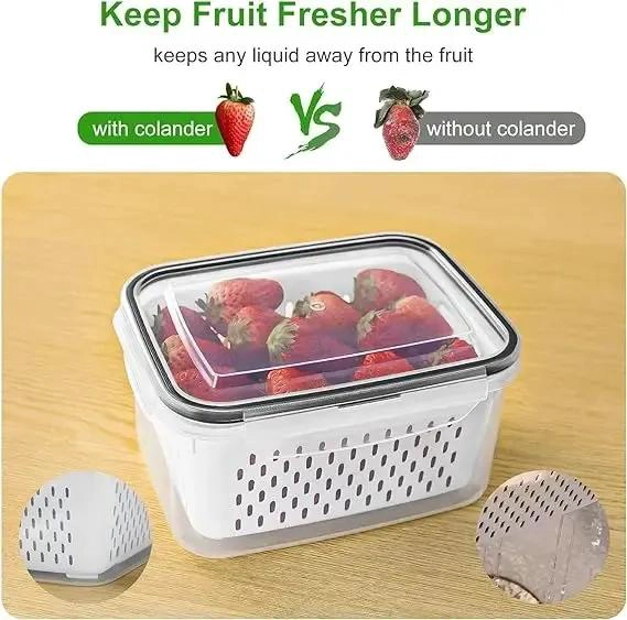 ORGANIZADOR PARA REFRIGERADOR CON 5 CONTENEDORES Y TAPA BLANCA - 3
