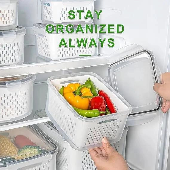 ORGANIZADOR PARA REFRIGERADOR CON 5 CONTENEDORES Y TAPA BLANCA - 4
