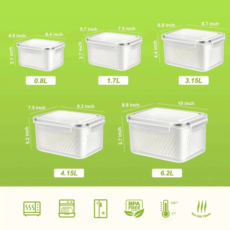 ORGANIZADOR PARA REFRIGERADOR CON 5 CONTENEDORES Y TAPA BLANCA - 5
