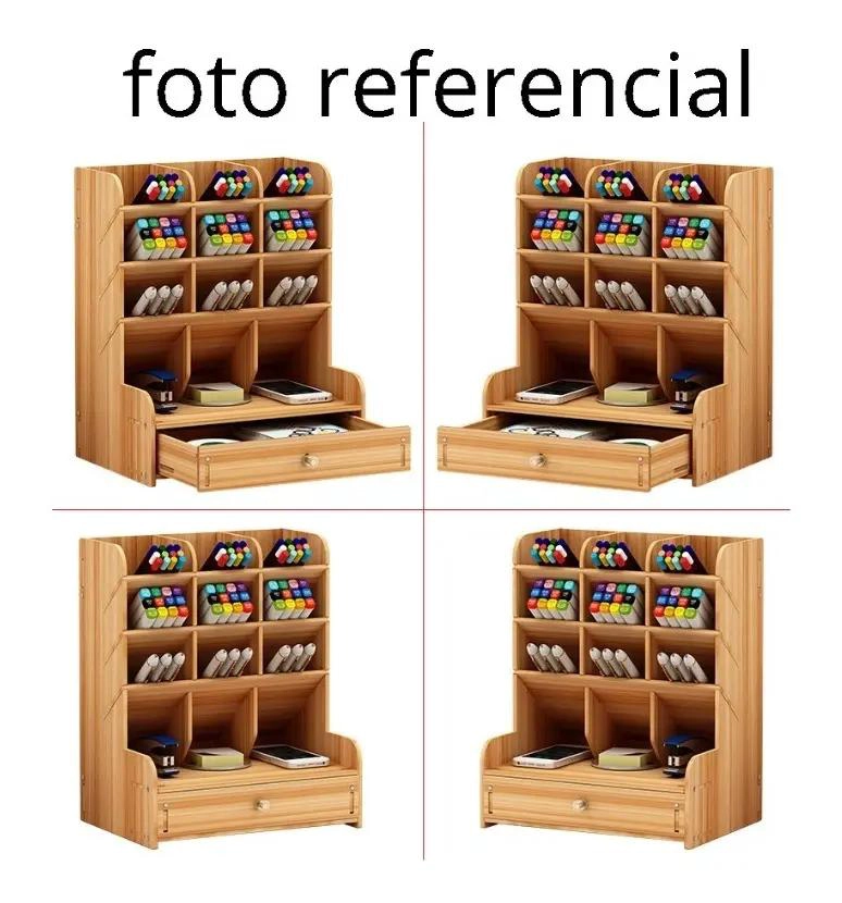 ORGANIZADOR DE LAPICES Y PINCELES DE MADERA CON CAJON - 2