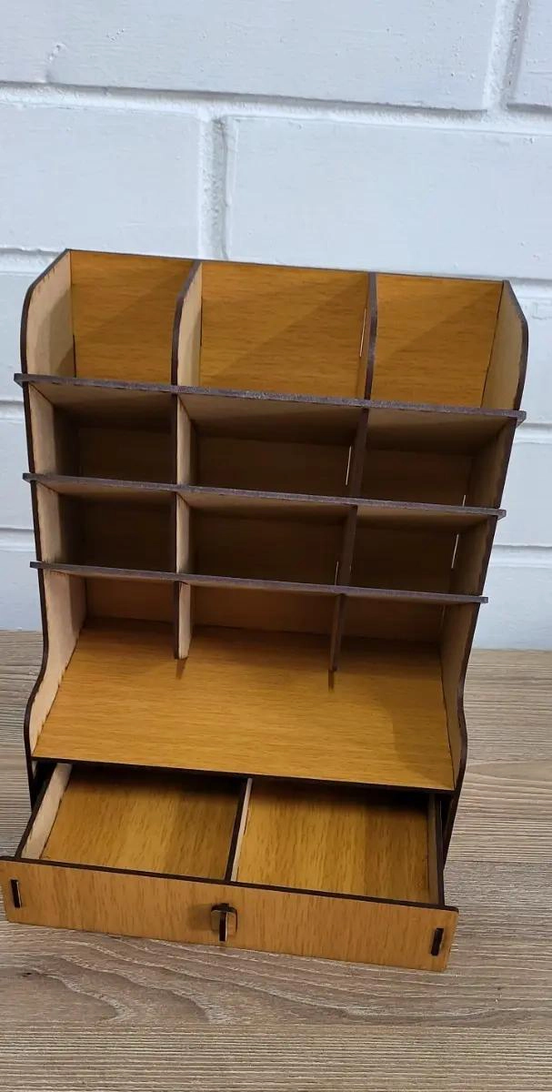 ORGANIZADOR DE LAPICES Y PINCELES DE MADERA CON CAJON - 4