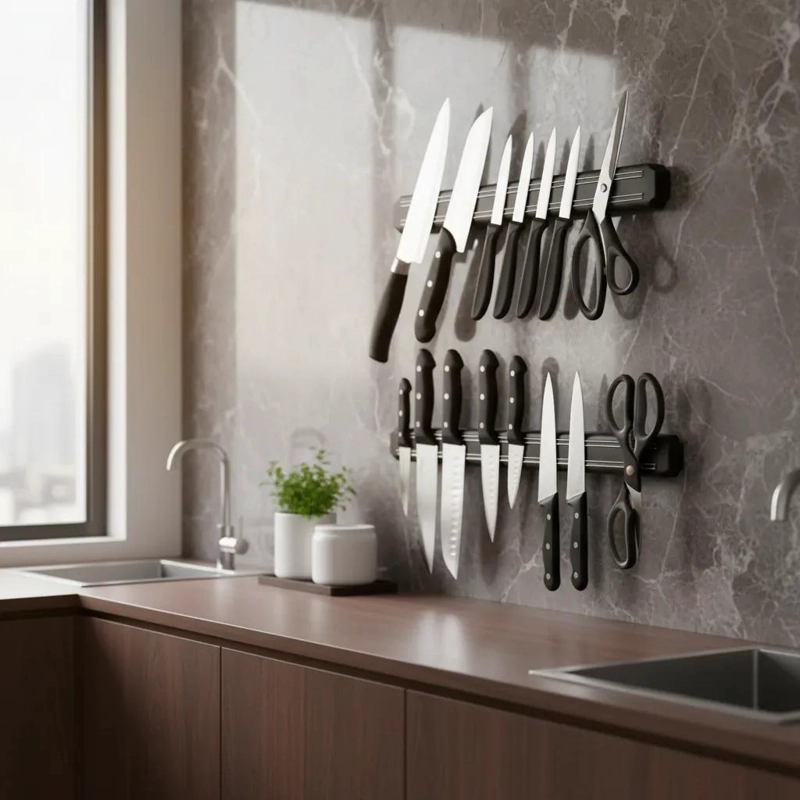 SET DE 2 BARRAS MAGNE TICAS PARA CUCHILLOS Y UTENSILIOS DE COCINA - 1