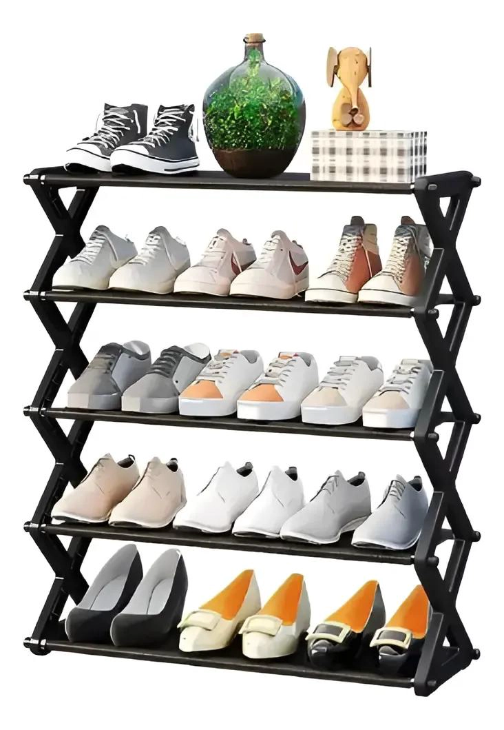 ORGANIZADOR COLGANTE PARA ZAPATOS PLEGABLE DE 57 CM EN NEGRO - 1