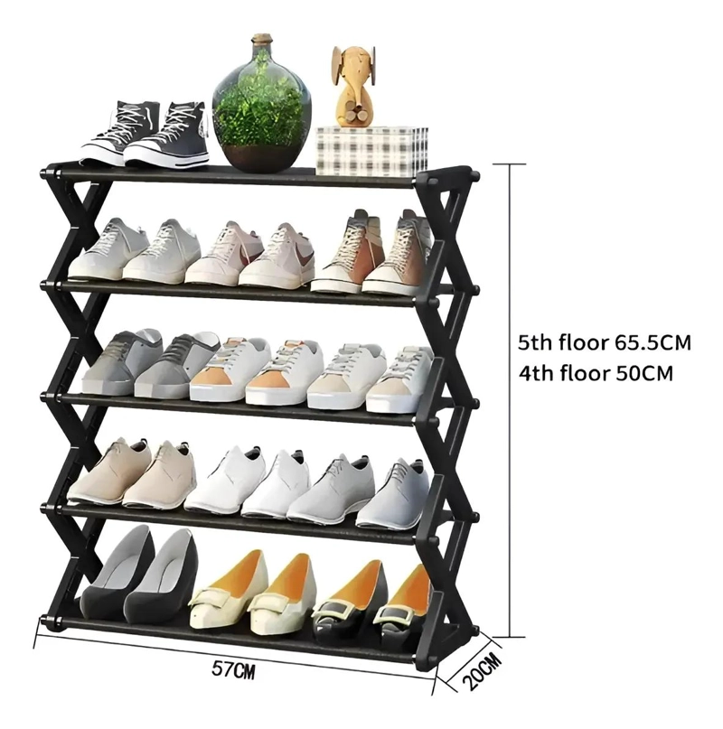 ORGANIZADOR COLGANTE PARA ZAPATOS PLEGABLE DE 57 CM EN NEGRO - 2