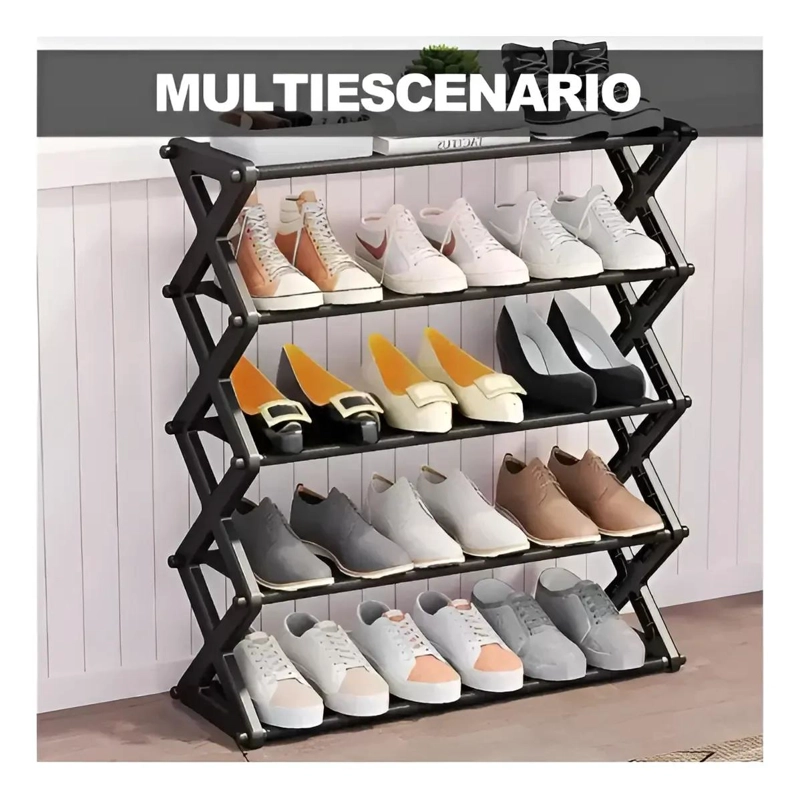 ORGANIZADOR COLGANTE PARA ZAPATOS PLEGABLE DE 57 CM EN NEGRO - 3