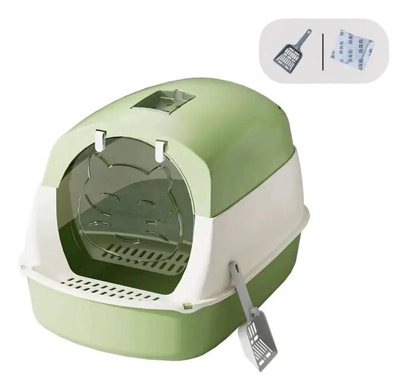 ARENERO CERRADO PARA GATOS CON FILTRO ANTIOLORES Y PUERTA CON PALA - 1
