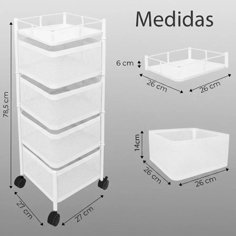 ESTANTE ORGANIZADOR GIRATORIO DE METAL CON 4 NIVELES PARA FRUTAS Y VERDURAS - 2