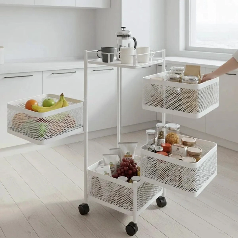 ESTANTE ORGANIZADOR GIRATORIO DE METAL CON 4 NIVELES PARA FRUTAS Y VERDURAS - 3