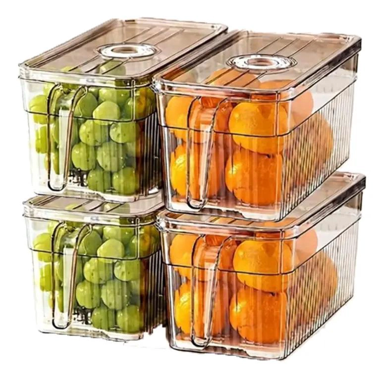 SET DE 4 CONTENEDORES PARA REFRIGERADOR CON TAPA Y MANGO - 1