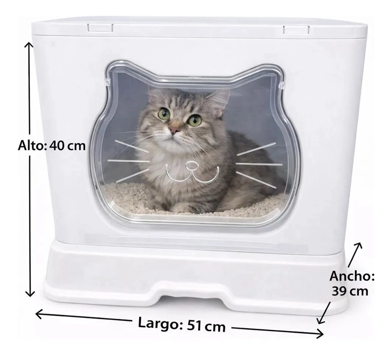 ARENERO CERRADO PARA GATO CON PUERTA TRANSPARENTE Y PALA INCLUIDA - 3