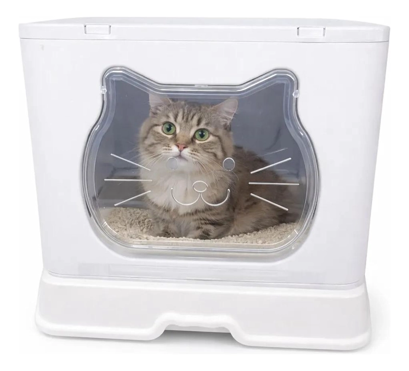 ARENERO CERRADO PARA GATO CON PUERTA TRANSPARENTE Y PALA INCLUIDA - 4