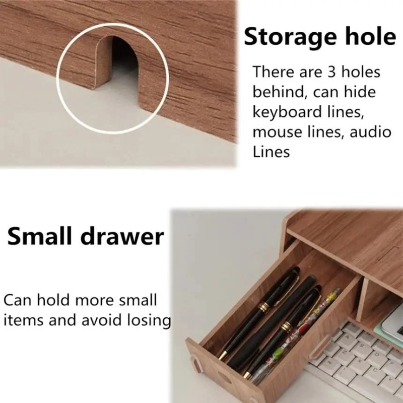 MUEBLE ORGANIZADOR PARA ESCRITORIO CON ELEVADOR DE MONITOR DE MADERA - 5