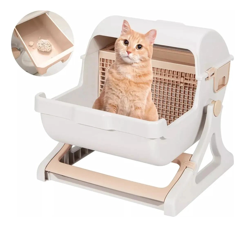 ARENERO PARA GATOS SEMI-AUTOMATICO CON BAÑO SANITARIO GRANDE - 1