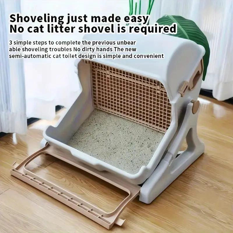 ARENERO PARA GATOS SEMI-AUTOMATICO CON BAÑO SANITARIO GRANDE - 3