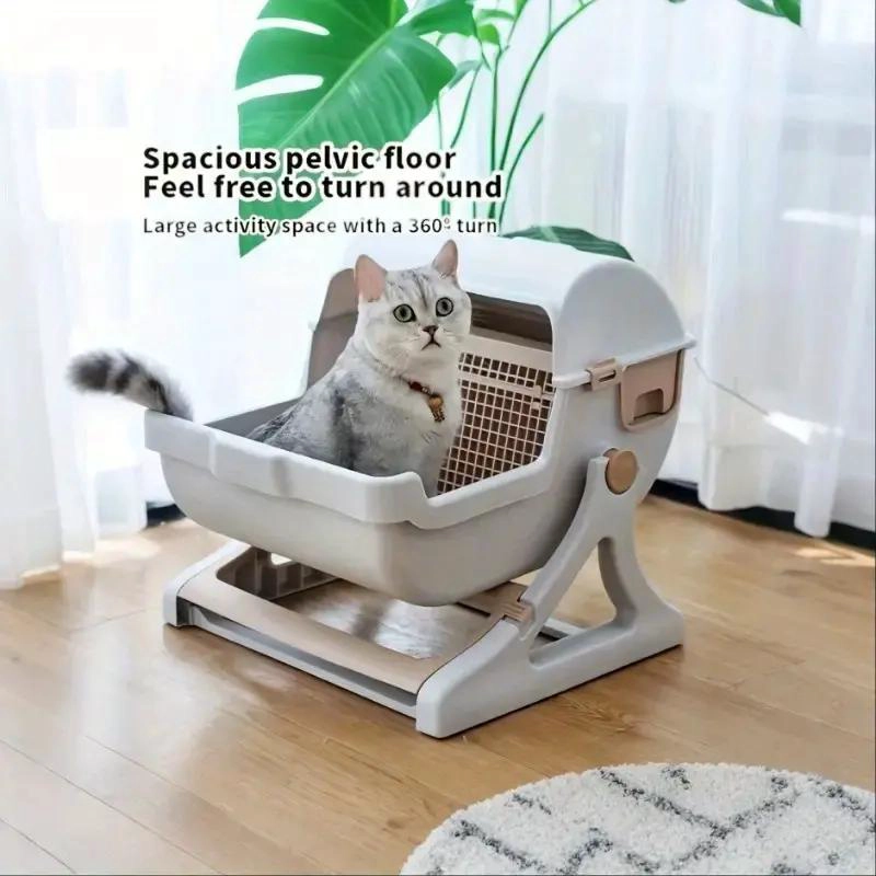 ARENERO PARA GATOS SEMI-AUTOMATICO CON BAÑO SANITARIO GRANDE - 4