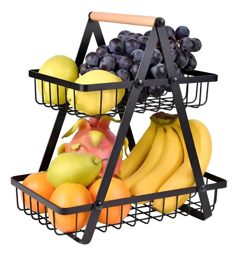 ORGANIZADOR DE FRUTAS Y VERDURAS CON 2 NIVELES Y ESTANTE COMPACTO - 1