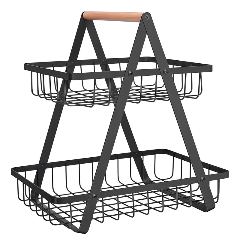 ORGANIZADOR DE FRUTAS Y VERDURAS CON 2 NIVELES Y ESTANTE COMPACTO - 2