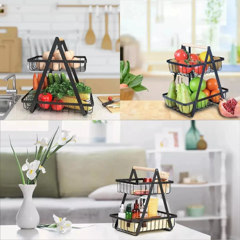 ORGANIZADOR DE FRUTAS Y VERDURAS CON 2 NIVELES Y ESTANTE COMPACTO - 3