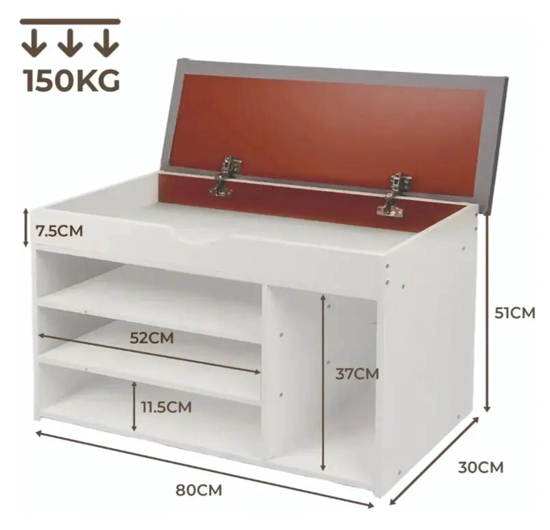 ZAPATERO ORGANIZADOR CON BANCA Y PROBADOR 51X80X30 CM BLANCO - 4