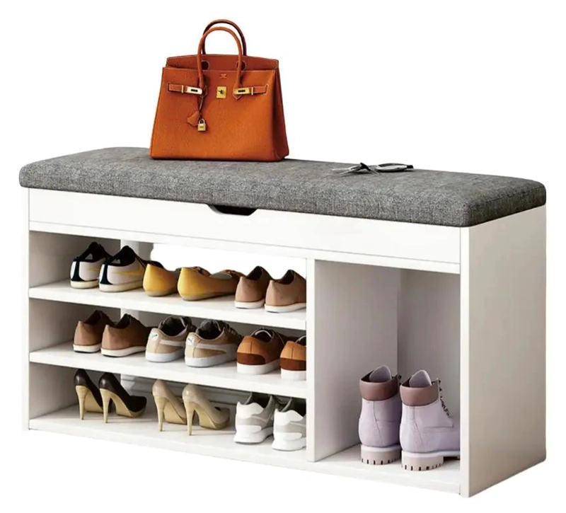 ZAPATERO ORGANIZADOR CON BANCA Y PROBADOR 51X80X30 CM BLANCO - 5