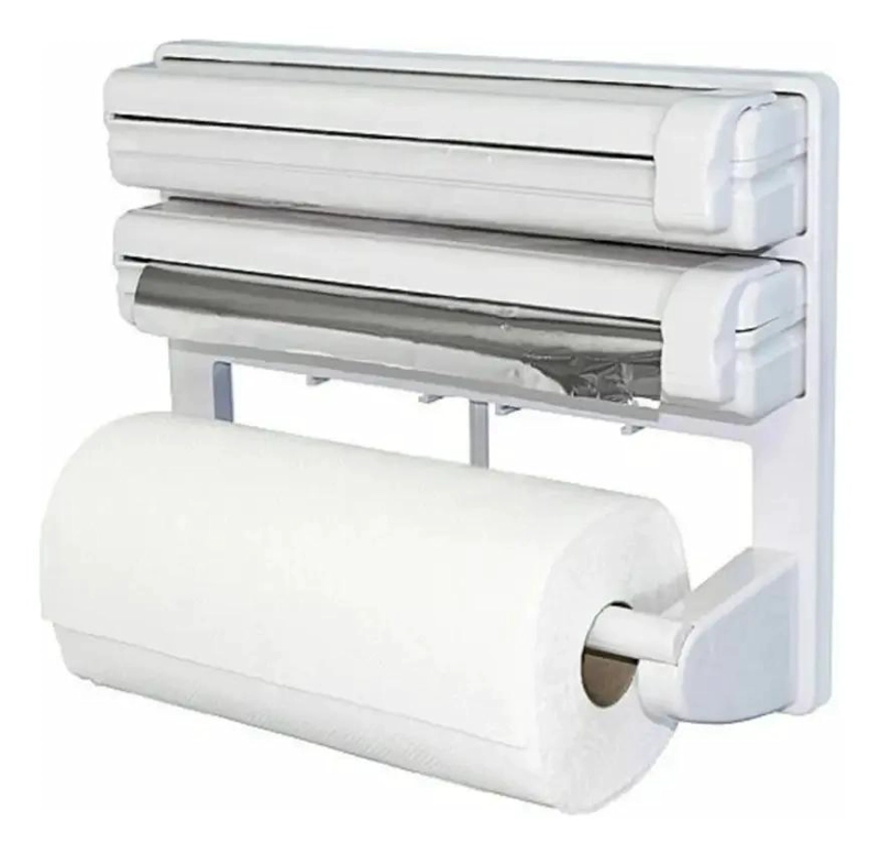DISPENSADOR TRIPLE PARA ROLLOS DE TOALLA Y FILM PARA COCINA - 2