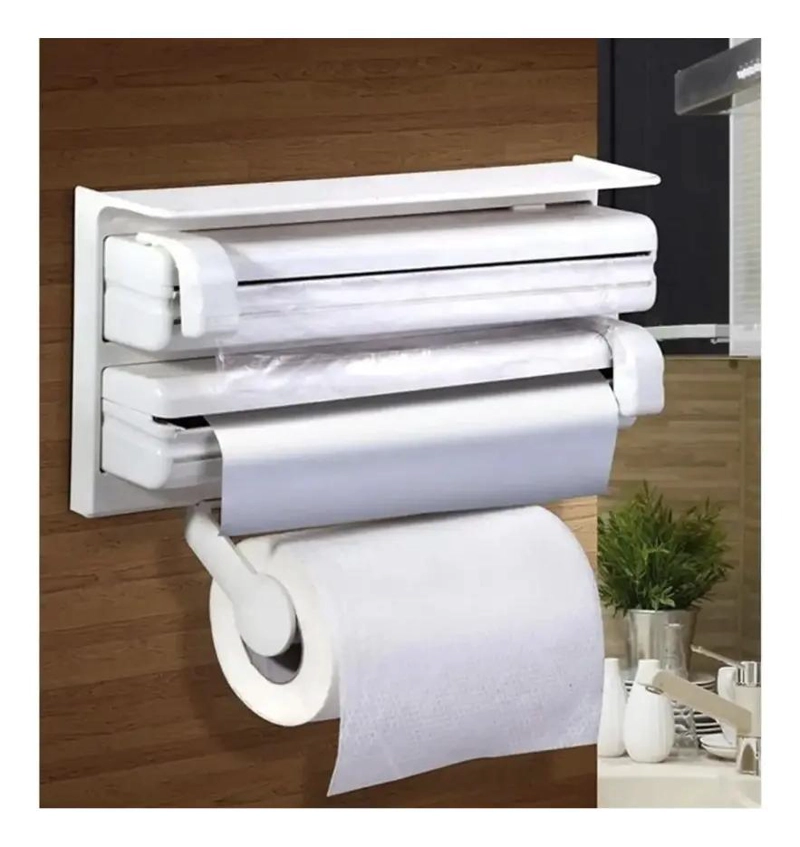 DISPENSADOR TRIPLE PARA ROLLOS DE TOALLA Y FILM PARA COCINA - 3
