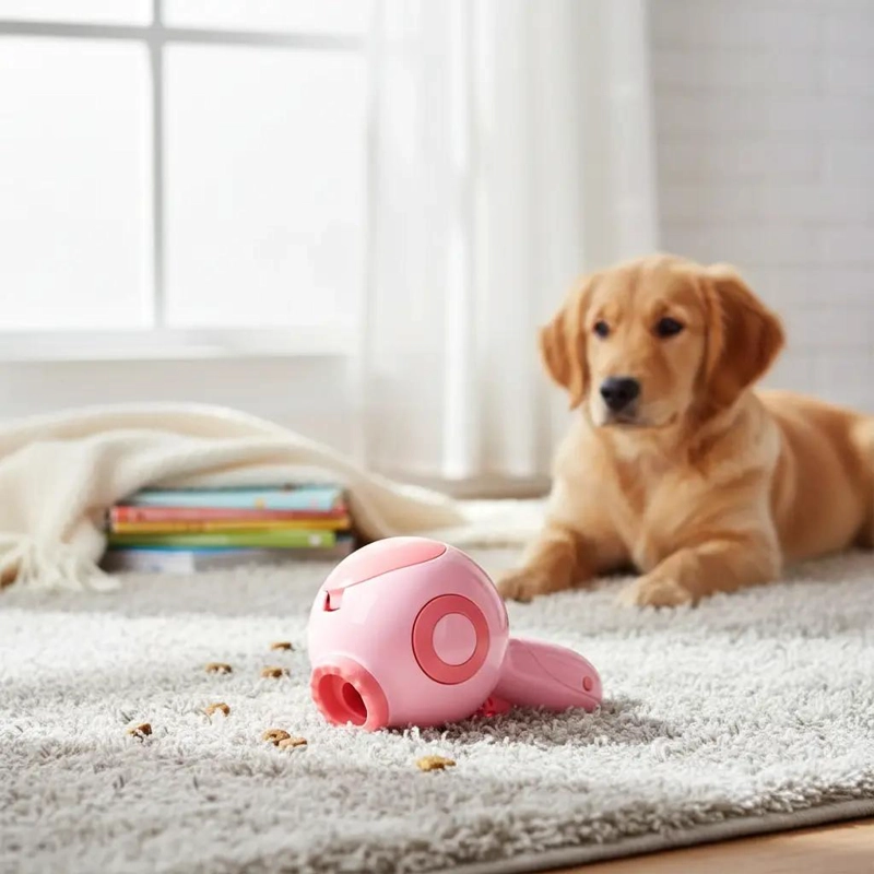 LANZADOR INTERACTIVO DE SNACKS PARA MASCOTAS COLOR ROSA - 2