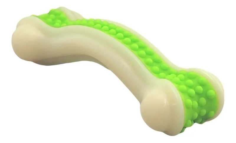 HUESO CURVO PARA PERRO TALLA L COLOR VERDE RESISTENTE Y SEGURO - 1