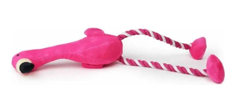 JUGUETE PARA MASCOTA DE PELUCHE CON CUERDA DE 48 CM EN FORMA DE FLAMENCO - 3