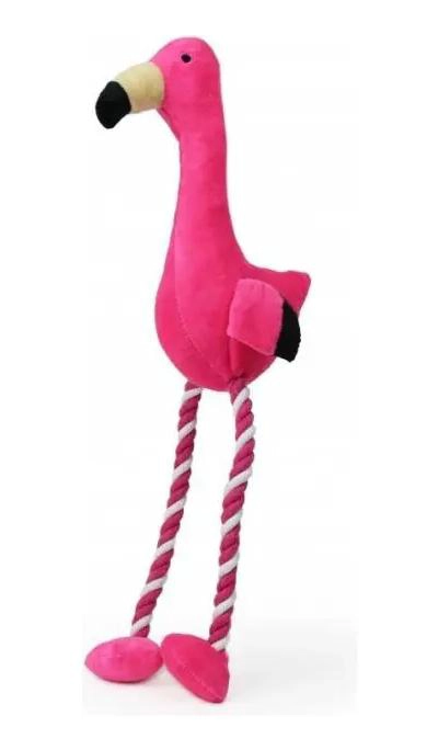 JUGUETE PARA MASCOTA DE PELUCHE CON CUERDA DE 48 CM EN FORMA DE FLAMENCO - 4