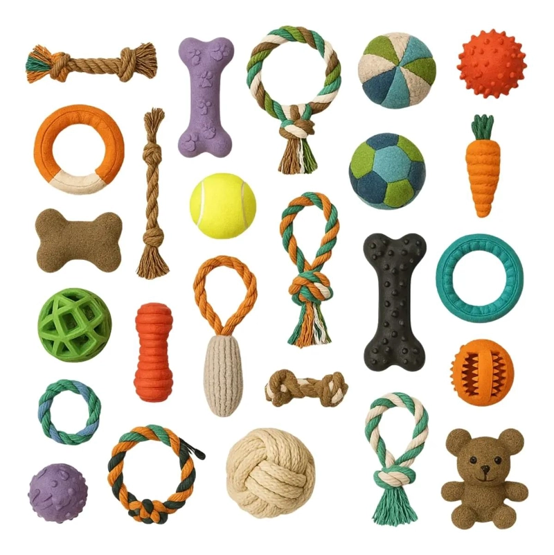 SET DE 25 JUGUETES VARIADOS PARA PERROS Y GATOS MASCOTAS - 1