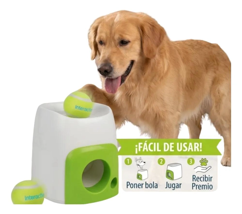 LANZADOR AUTOMATICO DE PELOTA CON DISPENSADOR DE PREMIOS PARA MASCOTAS - 2