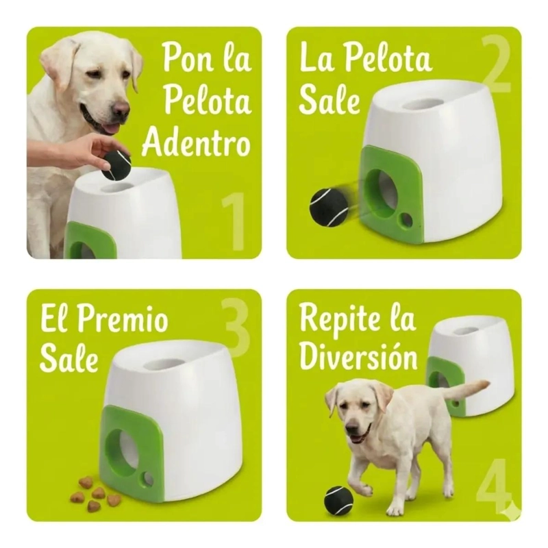 LANZADOR AUTOMATICO DE PELOTA CON DISPENSADOR DE PREMIOS PARA MASCOTAS - 3