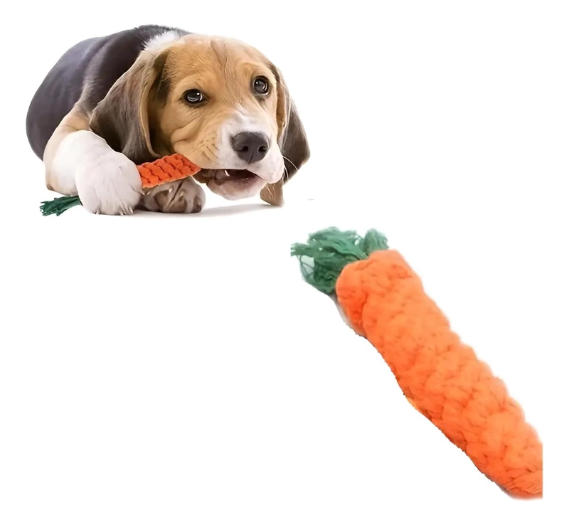 JUGUETE PARA PERRO EN FORMA DE ZANAHORIA CON NUDO PARA MASTICAR - 1