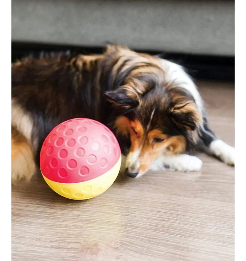 JUGUETE INTERACTIVO DISPENSADOR DE PREMIOS PARA PERROS EN COLORES AMARILLO Y ROJ - 3
