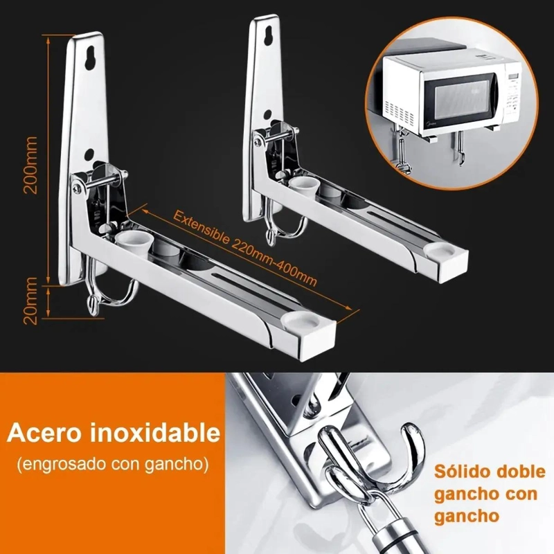 SOPORTES PLEGABLES DE ACERO INOXIDABLE PARA MICROONDAS RESISTENTE - 3