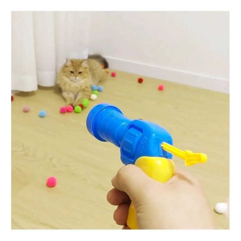 PISTOLA LANZADORA INTERACTIVA CON MAS DE 30 PELOTAS DE FELPA PARA GATOS - 5