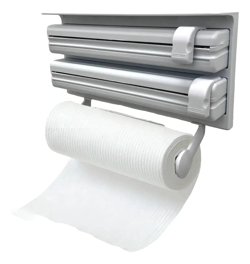 DISPENSADOR TRIPLE PARA PAPEL DE COCINA COLOR BLANCO CON DISEÑO COMPACTO - 1