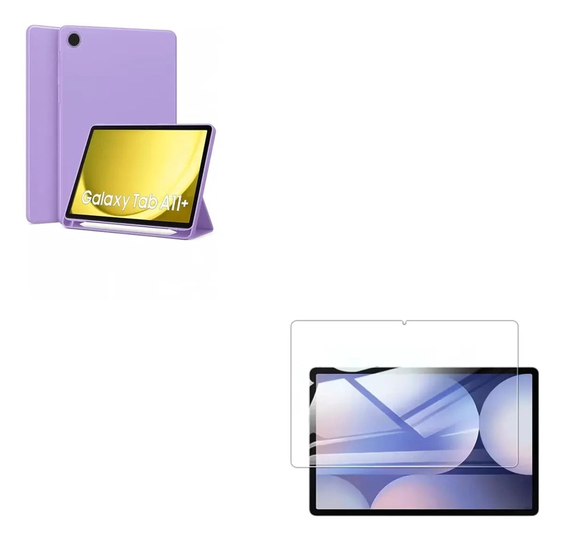 FUNDA PROTECTORA CON SMART COVER Y LAMINA PARA TABLET SAMSUNG A11 PLUS - 1