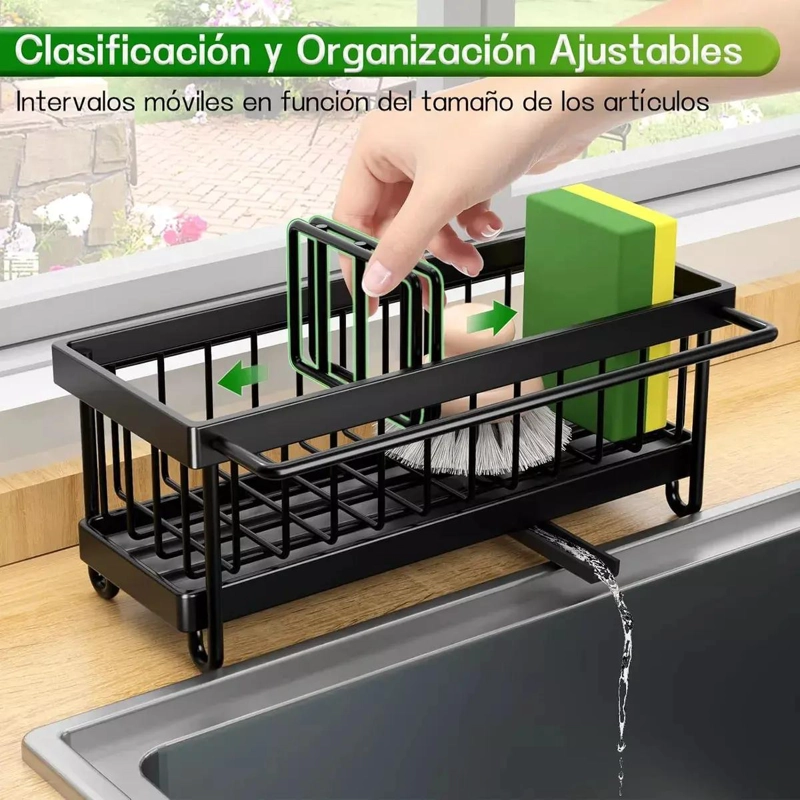 ORGANIZADOR DE COCINA PORTA ESPONJA CON ESCURRIDOR PARA LAVAPLATOS - 4