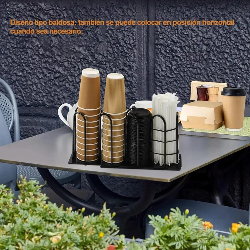 ESTANTE ORGANIZADOR PARA VASOS DE PAPEL Y ACCESORIOS DE CAFE - 4