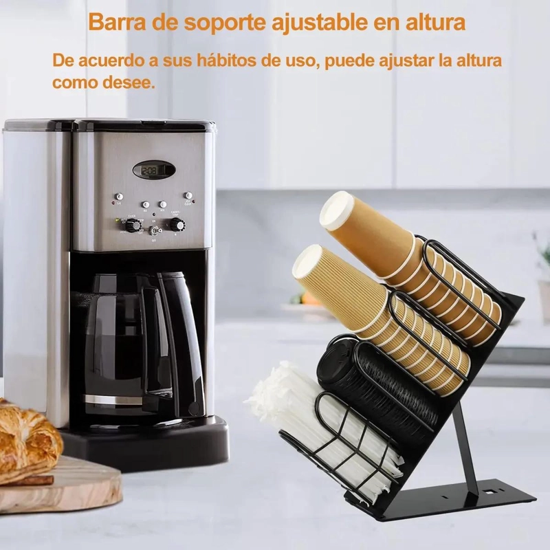 ESTANTE ORGANIZADOR PARA VASOS DE PAPEL Y ACCESORIOS DE CAFE - 5