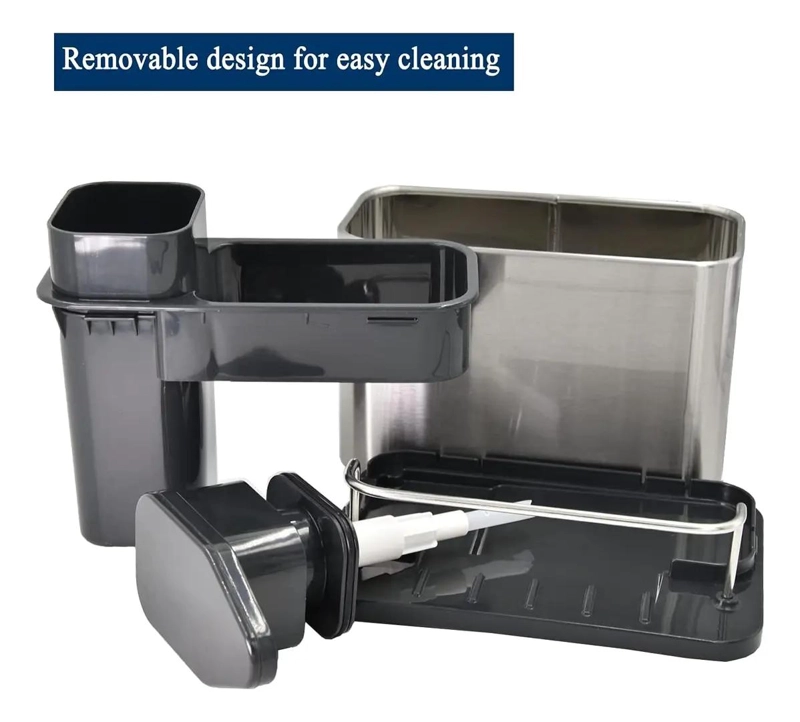 ORGANIZADOR PARA FREGADERO CON DISPENSADOR DE JABON Y SOPORTE PARA ESPONJA - 2