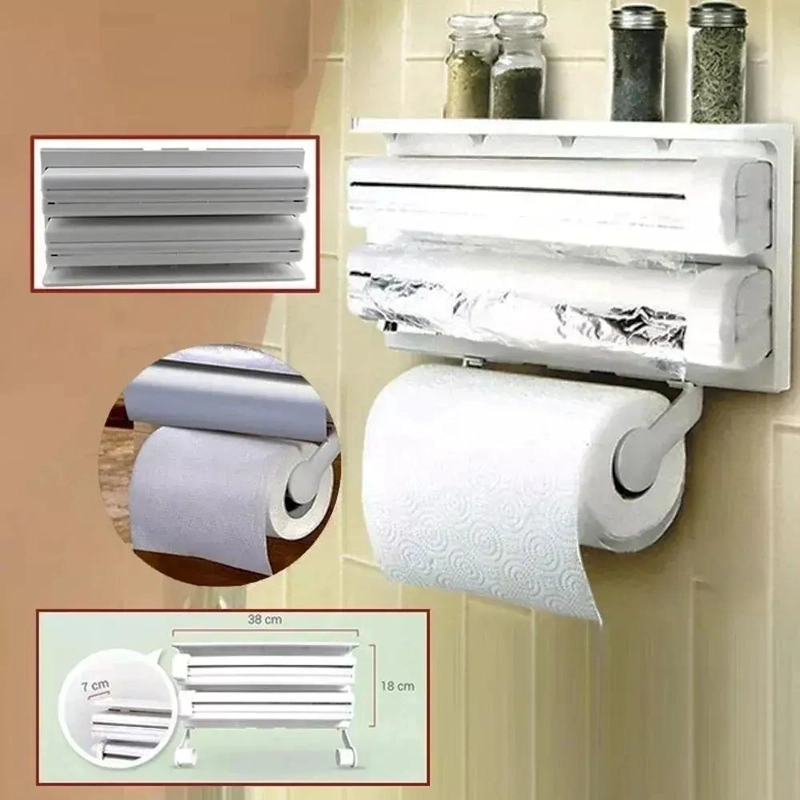 SET DISPENSADOR TRIPLE PARA PAPEL FILM Y ALUMINIO CON DISEÑO COMPACTO - 5