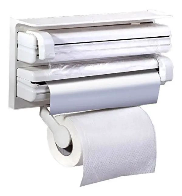 DISPENSADOR TRIPLE PARA ROLLOS DE TOALLA Y FILM PARA COCINA - 2
