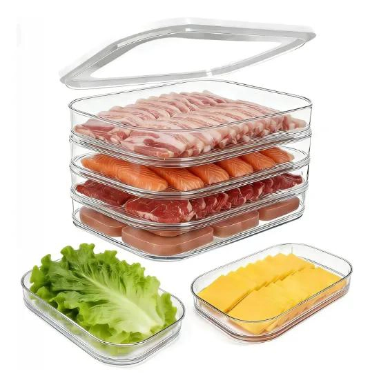 ORGANIZADOR ACRILICO PARA REFRIGERADOR CON TAPA Y CUATRO COMPARTIMENTOS - 2