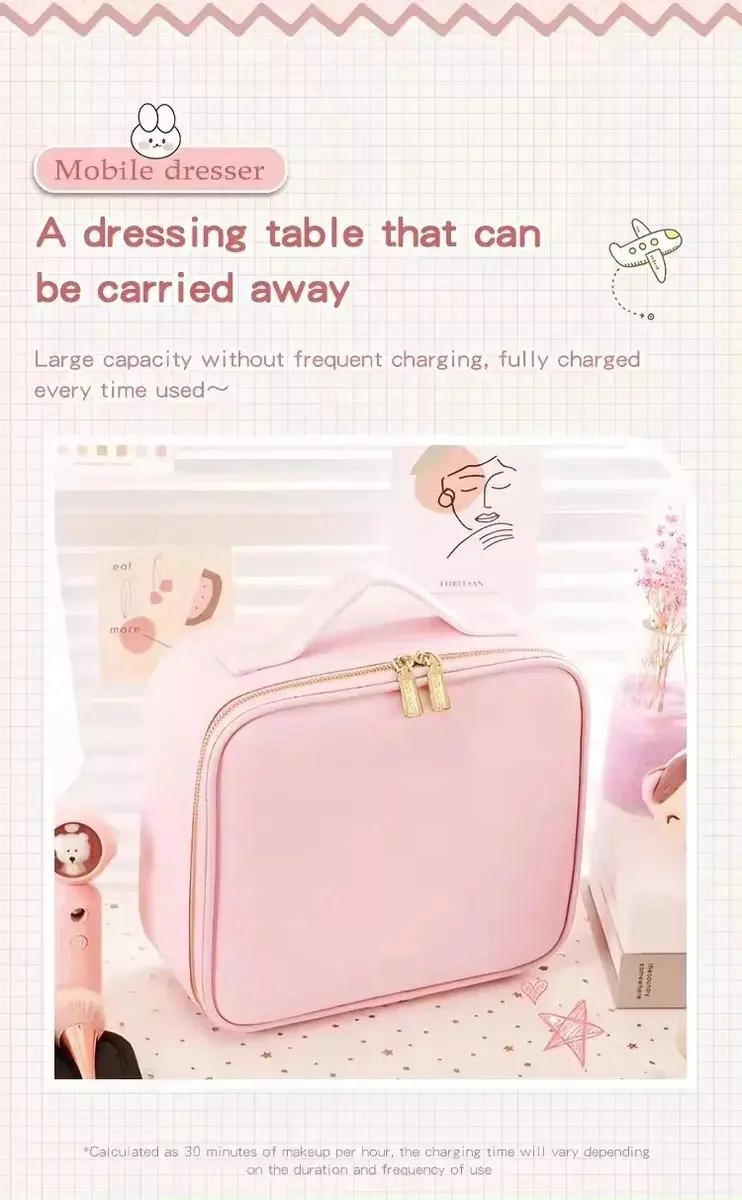 ESTUCHE ORGANIZADOR PARA MAQUILLAJE CON ESPEJO ILUMINADO LED - 2