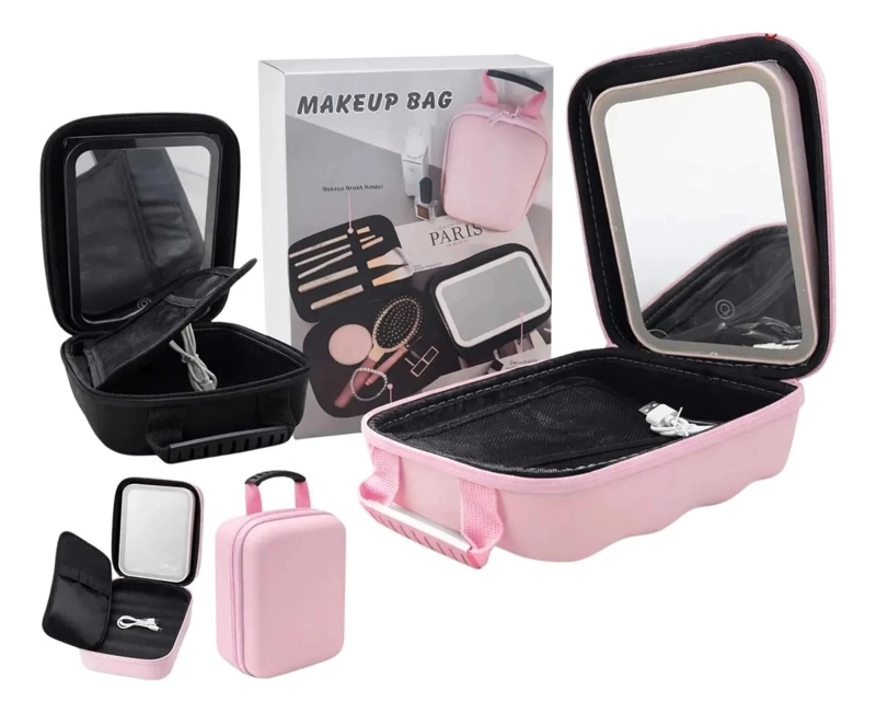 COSMETIQUERO CON ESPEJO Y COMPARTIMENTOS PARA MAQUILLAJE - 1