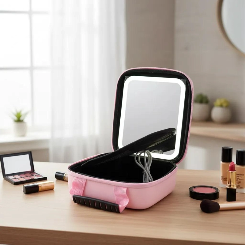 COSMETIQUERO CON ESPEJO Y COMPARTIMENTOS PARA MAQUILLAJE - 2