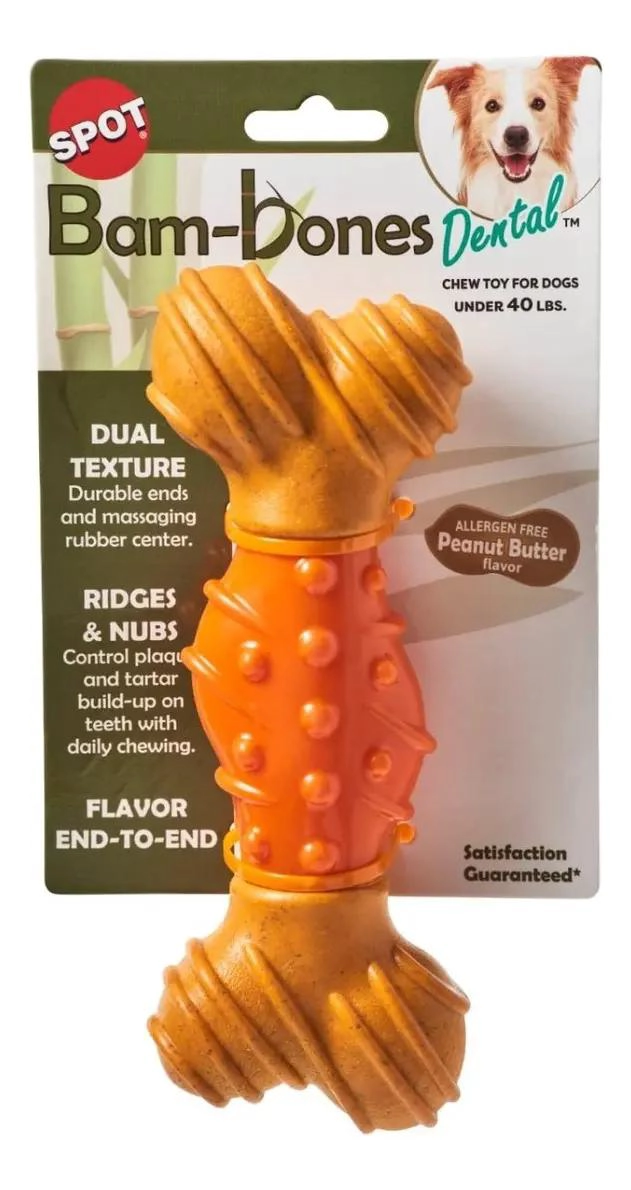 GENÉRICO JUGUETE DENTAL PARA PERROS TIPO HUESO MEDIANO COLOR NARANJA